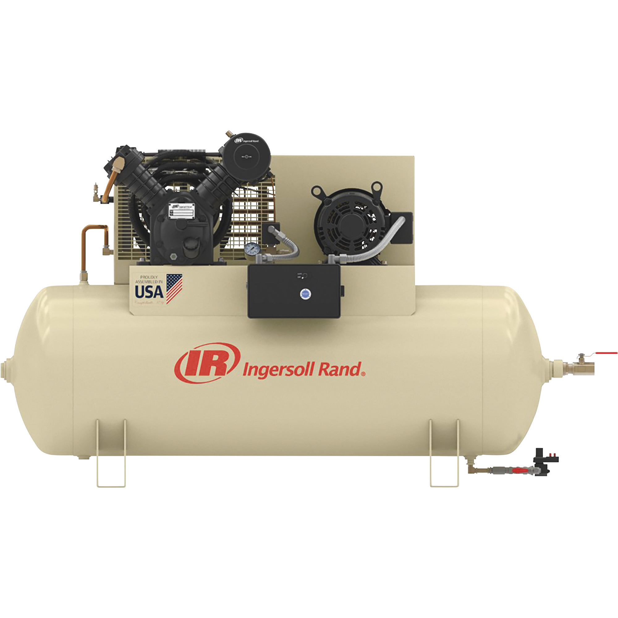 Ingersoll Rand Type-30 Reciprocating Air Compressor (Value Package Plus), 10 HP, 200 Volt, 3 Phase, 120 Gallon Horizontal, Model# 2545E10-VP